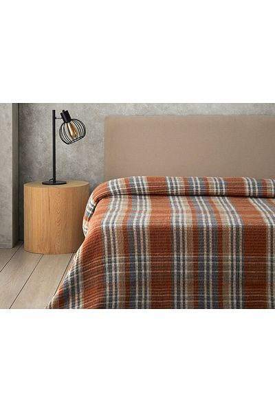 English Home Καρό Βάφλα Σκωτσέζικη Μονή Κουβέρτα 150x200 εκ. Τερακότα