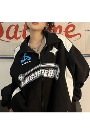 Kostebek Y2K Retro Locapeople Kal n Kuma Ceket Sweatshirt Fiyat Yorumlar Trendyol