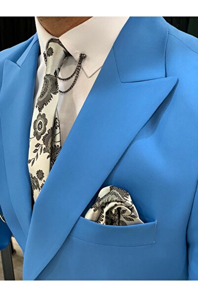 LONATOLİA Erkek Kruvaze Takım Elbise İtalyan Kesim Slim Fit Ceket Pantolon