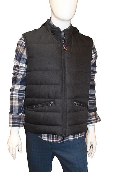 Ecer Men's Judge Collar Zippered Vest Black