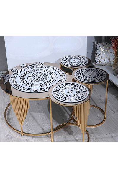 SEHARA SET HAVE MASA CAFETEA/1 BUC. 60CM, 3 BUC. 33CM/TOTAL 4 BUC./PIELE ARTIFICIALA