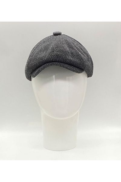 Hoppe Winter Woolen Herringbone Patterned English Style 8-Piece Peaky Blinders Cap Hat