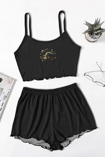 PEMBİŞ HOMEWEAR Blacked Nasa 2 Strap Shorts Set