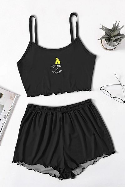 PEMBİŞ HOMEWEAR Set pantaloni scurți cu bretele Blacked Youare
