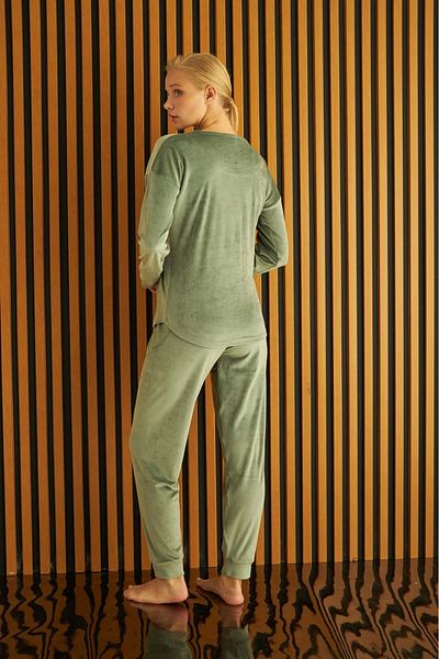 Pijamoni PYJAMONI WOMEN'S SOFT VELVET PAJAMAS SET 4200 - KHAKI