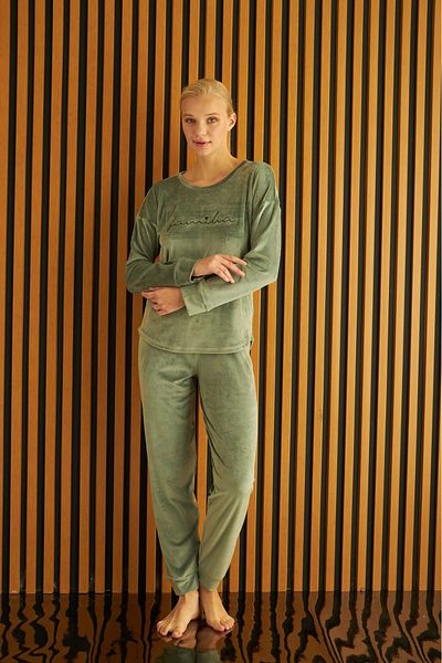 Pijamoni PYJAMONI WOMEN'S SOFT VELVET PAJAMAS SET 4200 - KHAKI