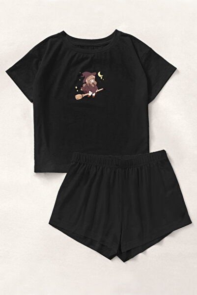 PEMBİŞ HOMEWEAR Blacked Cadı Bambuu Şort Takımı
