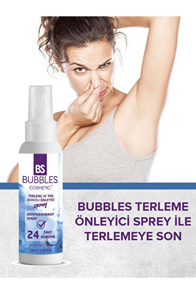 bs bubbles cosmetic Terleme Ve Ter Kokusu Önleyici Sprey Antiperspirant 100ML El Ayak Koltukaltı İçin Unisex Kokusuz