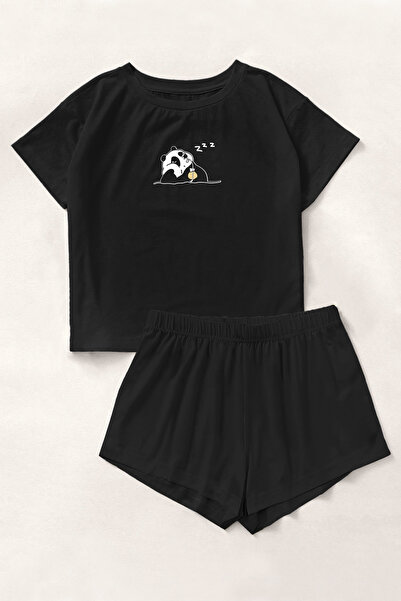 PEMBİŞ HOMEWEAR Blacked Panda Bambuu Şort Takımı