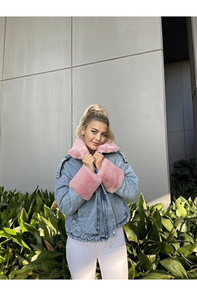 missacik semra açık Mavi Içi Pembe Kürk Detay Tasarım Jean Mont