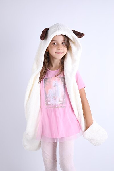 Babyhola Girl Boy Plush Beanie with Ears - Winter Babyhola 1300 with Pocket Gloves