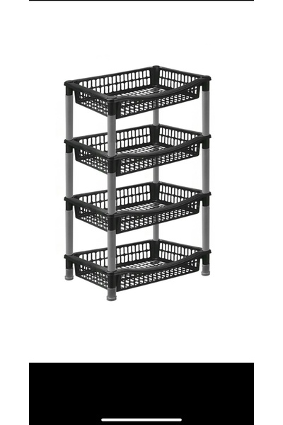 LeesHome 4 Katlı Siyah Gri Plastik Kare Sebzelik