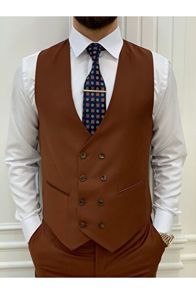 LONATOLİA Erkek Takım Elbise Kırlangıç Yaka İtalyan Kesim Slim Fit Ceket Yelek Pantolon