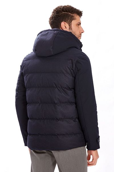 Ecer Men's Hooded Regular Coat Navy Blue