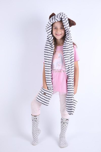 Babyhola Girl Boy Babyhola Girl Boy Plush Beanie with Ears with Pocket Gloves Winter 1300