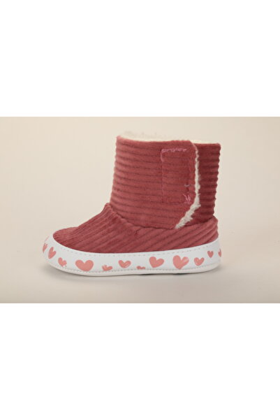 Baby Pattini Newborn Ilkadım Home Boots, Anti-Sweat Antibacterial Welsoft Fur Lined Coral Pink Boots