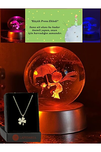 Lapidaria Renk Değiştiren Led Işıklı Küçük Prens Kristal Little Prince Lamba ...