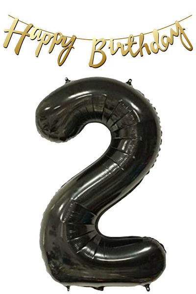 ELGALA Happy Birthday Written Pennant and 2 Numbers Foil Balloon