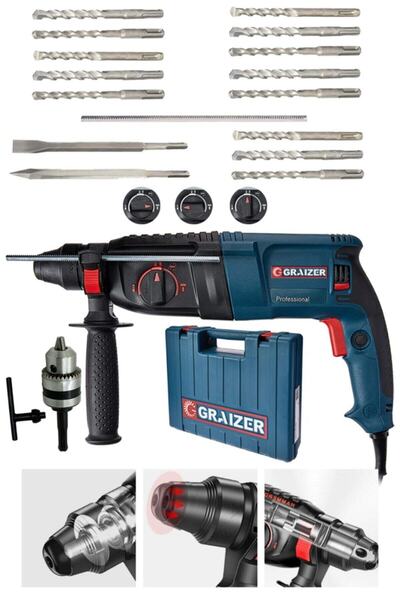 Graizer Alman 3000 Watt Kırıcı Delici Hilti Matkap Metal Şanzumanlı ++ 15 Ade...