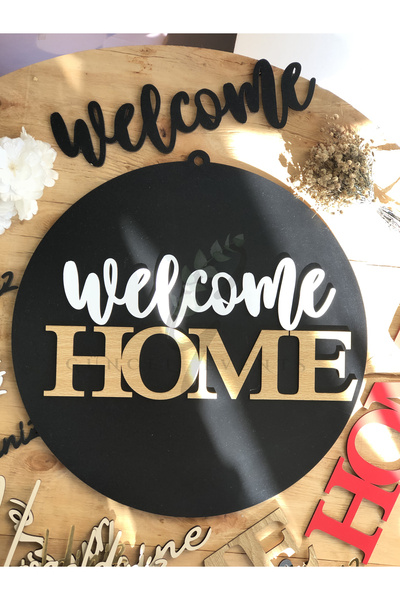 guncelevents Welcome Home Ahşap Kapı Süsü