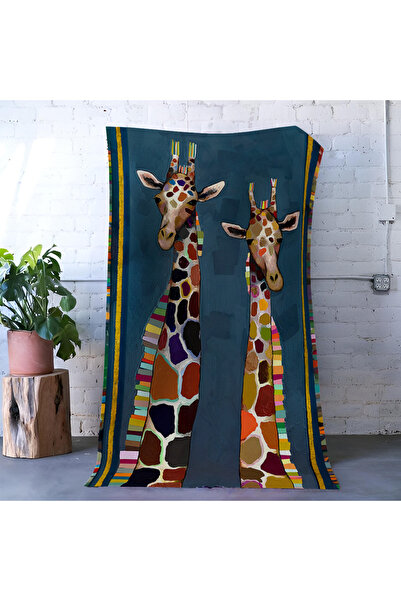 Rugs Modern Halı Mavi Temalı Zürafa Desenli Çok Renkli Modern Dekoratif Halı ...