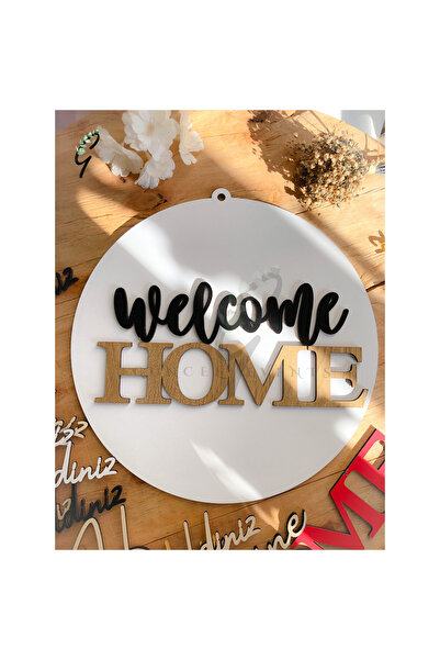 guncelevents Welcome Home Ahşap Kapı Süsü