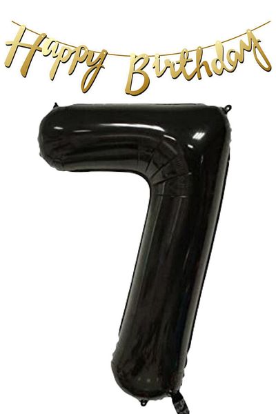 ELGALA Happy Birthday Written Pennant and 7 Numbers Foil Balloon