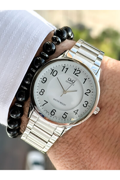 Q&Q Brand Steel Strap, Waterproof, Silver Color Men's Wristwatch+Bracelet