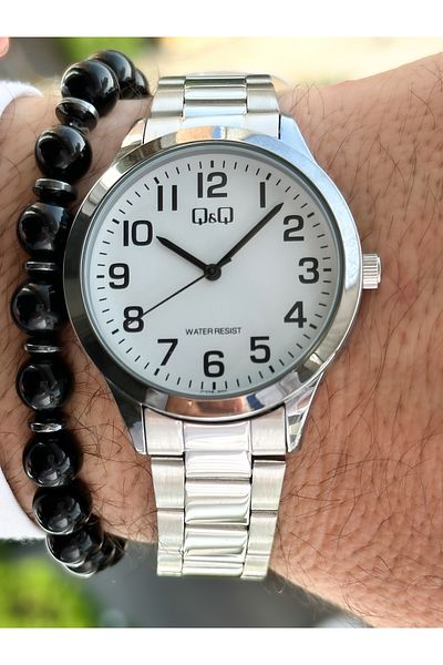 Q&Q Steel Strap, Waterproof, Silver Color Men's Wristwatch + Bracelet