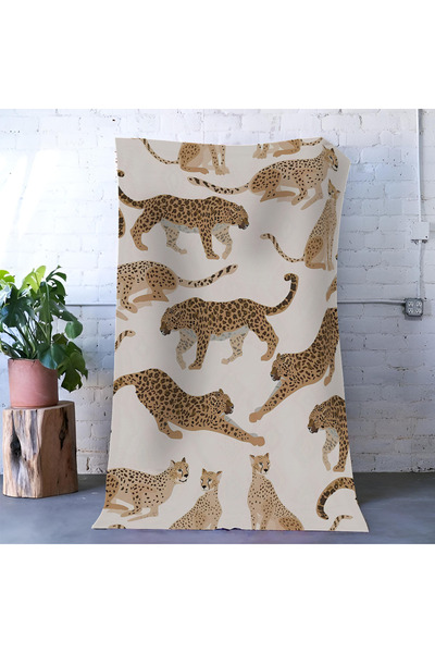 Rugs Modern Halı Bej Temalı Leopar Desenli Modern Dekoratif Halı 1657