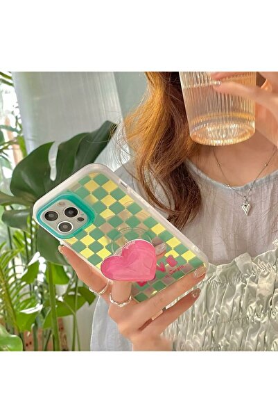 SEGRETO Iphone 13 Pro Uyumlu Yeşil Hologramlı Live İs Sımple Yazılı Kalp Self...