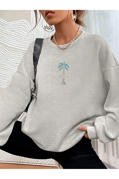 Tarzsokak Pulover cu model palmier, gri