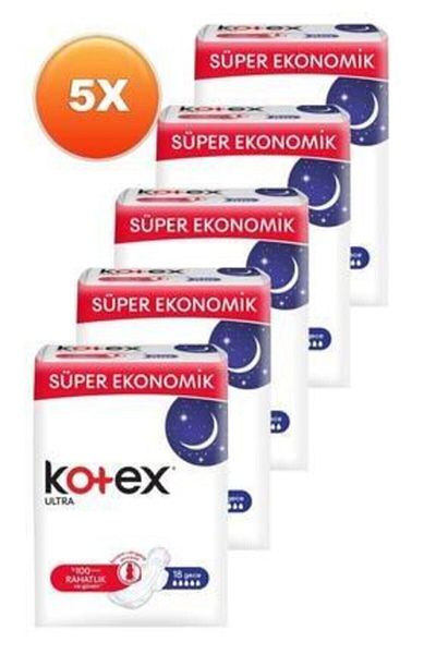 Kotex Pad Ultra Night Sanitary Pad 18 Pieces Set of Five8691900172175