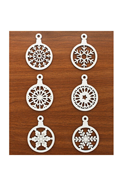 mutlu adım 6 τεμάχια 9 εκ. Ξύλινο στολίδι για χριστουγεννιάτικο δέντρο Νιφάδα...