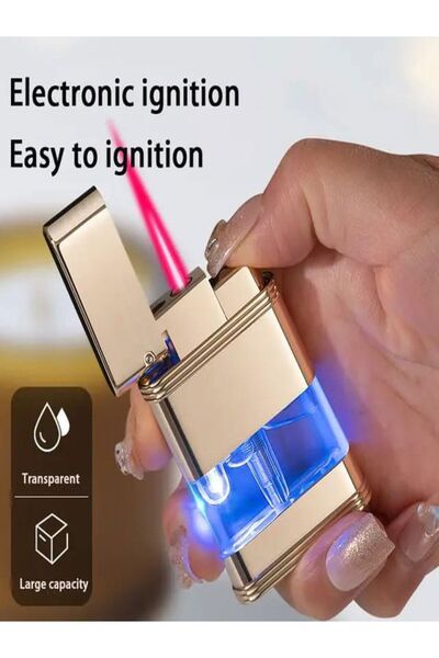 HK GİFT SHOP 2023 Mini bütan gaz çakmak kırmızı alev Metal rüzgar geçirmez