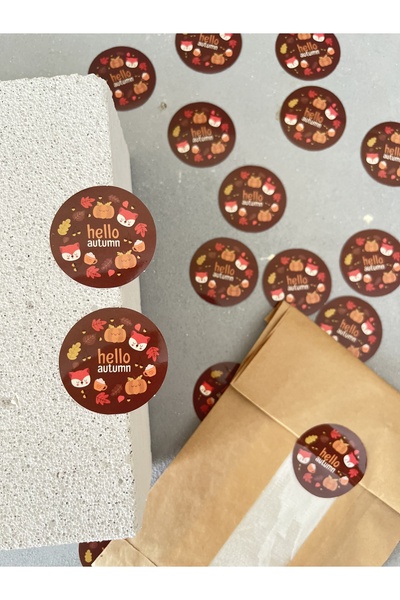 Sonbahar temalı yuvarlak stickers 30 lu