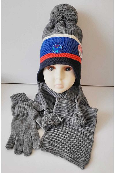 Kitti 4-8 let Baby Boy & Kids Šátek Rukavice Beanie Sada 3 kusů