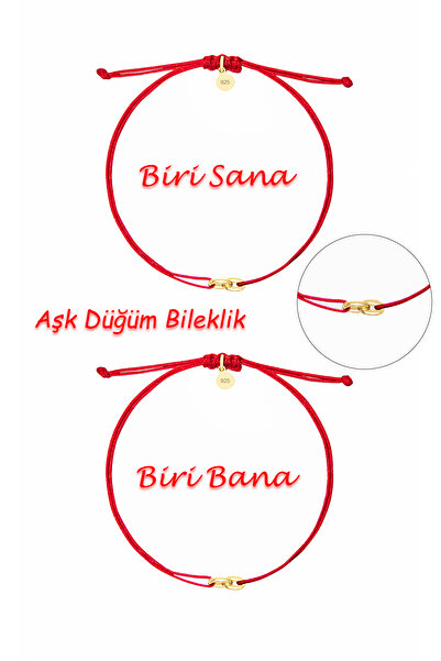 alberaccessories Minimalist Zincir Düğüm Aşk 925 Ayar Gümüş Tasarım Kırmızı İ...