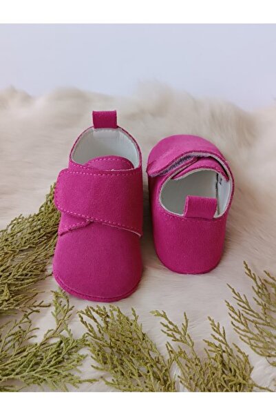 Hodore Fuchsia Genuine Leather Velcro Baby Shoes