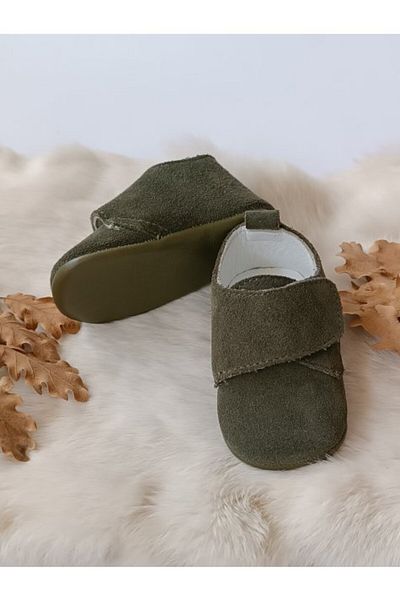 Hodore Suede Green Genuine Leather Velcro Baby Shoes