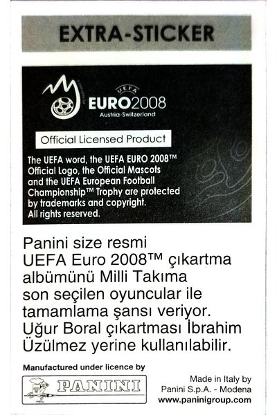 Panini UĞUR BORAL 2006 Extra sticker