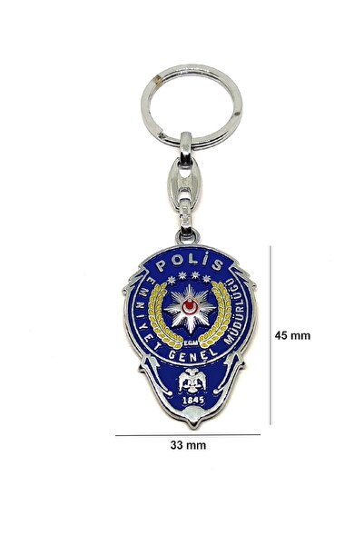 Ulaş Hediyelik Mineli Renkli Polis Metal Anahtarlık Çift Taraflı