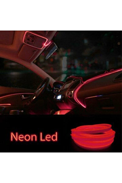 Furens Araç Araba İçi Torpido Ledi Renkli İp Neon İp Led 2 Metre Kırmızı NEON
