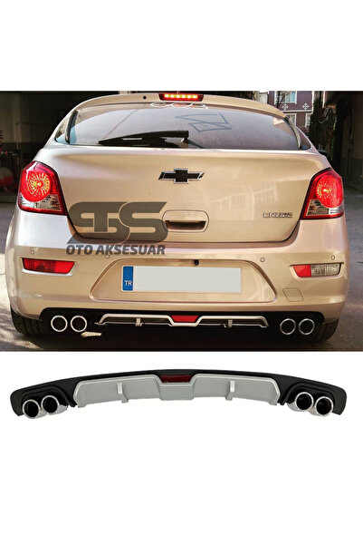 Furens Chevrolet Cruze HB Difüzör Arka Tampon Eki 4 Egzoz Çıkışlı Gri
