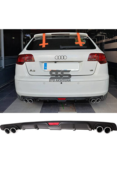 Furens Audi A3 2003-2007 Difüzör Arka Tampon Eki 4 Egzoz Çıkışlı Siyah