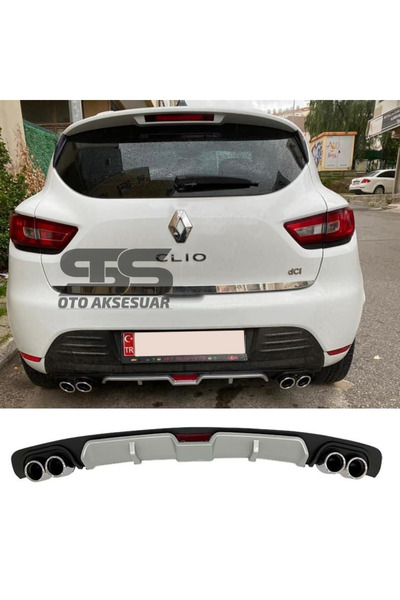 Furens Renault Clio 4 Difüzör Arka Tampon Eki 4 Egzoz Çıkışlı Gri