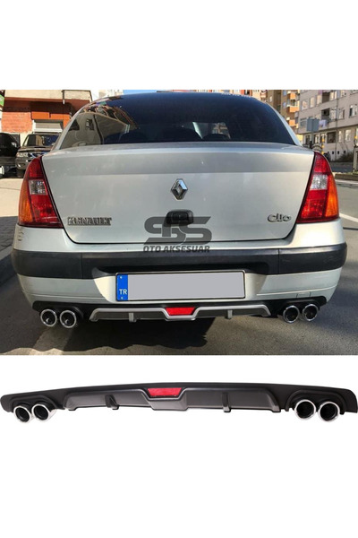 Furens Ranault Clio 2 Sedan Difüzör Arka Tampon Eki 4 Egzoz Çıkışlı Siyah