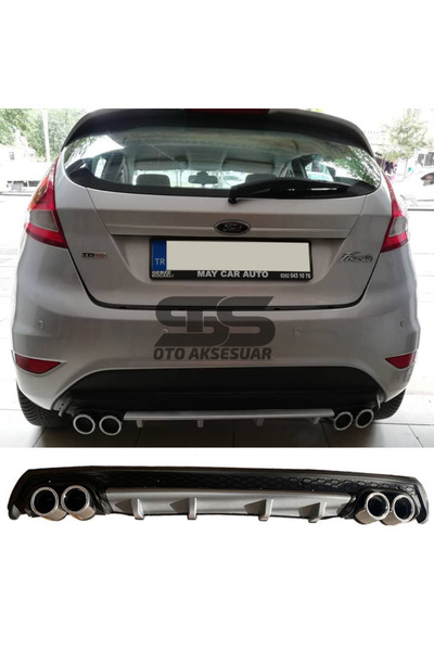 Furens Fiesta Mk7 Difüzör Arka Tampon Eki 4 Egzoz Çıkışlı Gri Lüx Tip