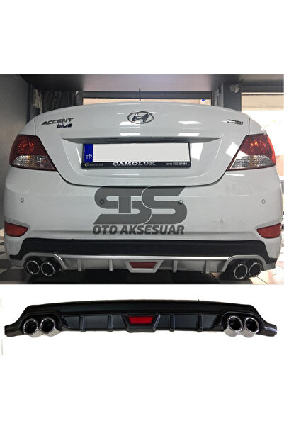 Furens Hyundai Accent Blue Difüzör Arka Tampon Eki 4 Egzoz Çıkışlı Siyah Tip