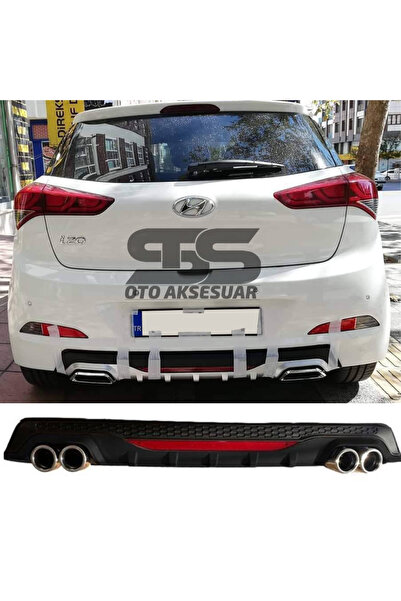 Furens Hyundai i20 Difüzör Arka Tampon Eki 4 Egzoz Çıkışlı Siyah Reflektörlü